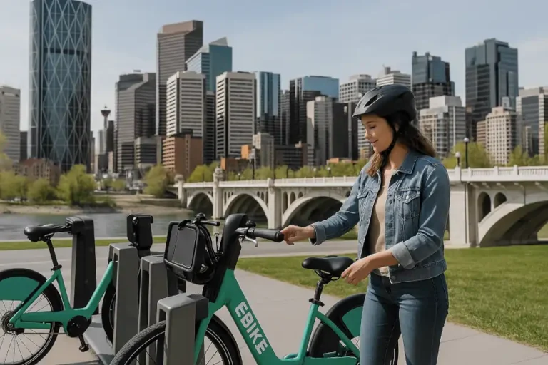 Renting E-bikes in Calgary, Alberta.