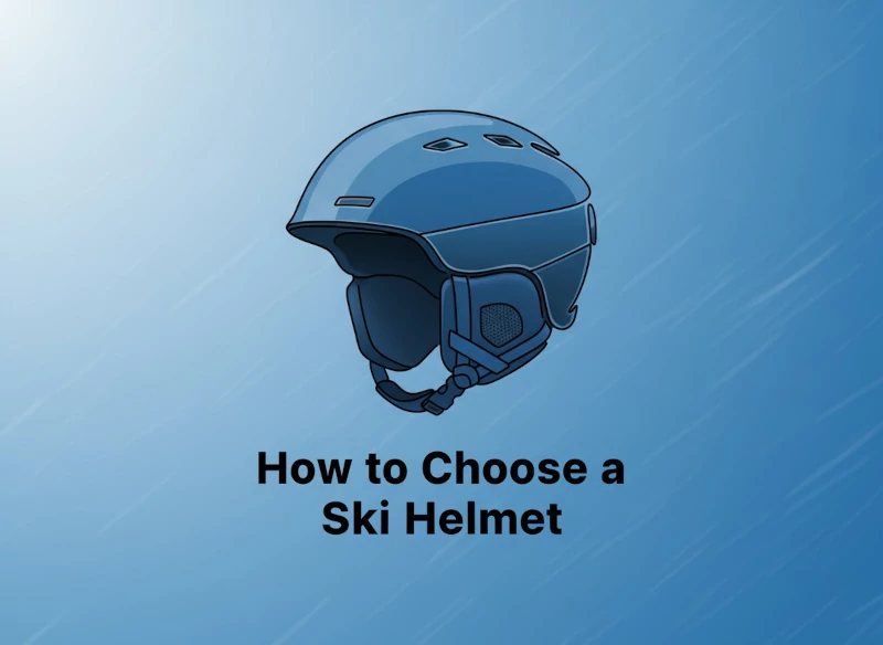 An image of a ski helmet in blue colors with the words "How to Choose a Ski Helmet"