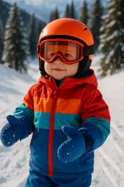 Image of a Toddler in Ski Gloves