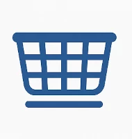 A dark blue icon-style image representing a bicycle basket for a family e-bike.