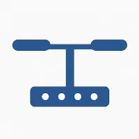 A blue icon-style image of fake handlebars for children to hang on to when on a family ebike.