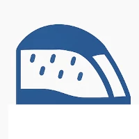 An icon-style image of a rain cover for protecting kids and/ore gear on a family cargo ebike.