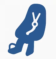An icon-style image in blue color of a child seat for a young child for use on a cargo family e-bike