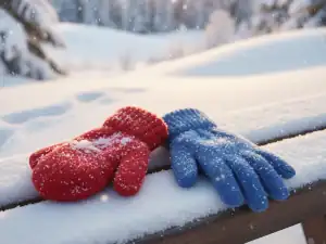 Image of a child's glove and a mitten