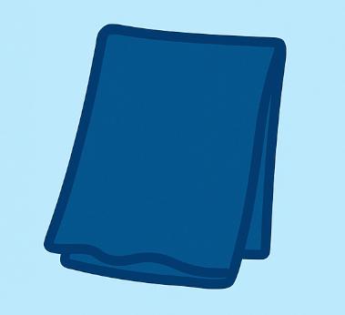 A cartoon-style soft blue cloth as an example of what to use to clean your ski helmet with.