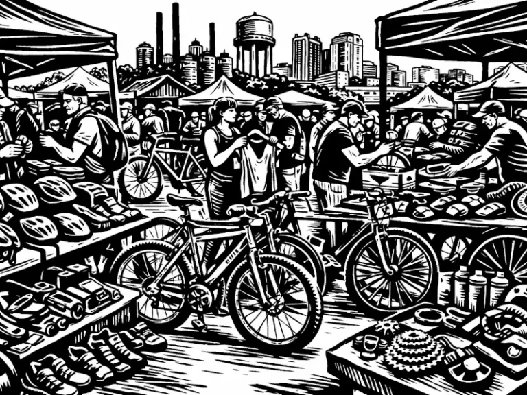 Sketch of a cycling swap meet in Alabama