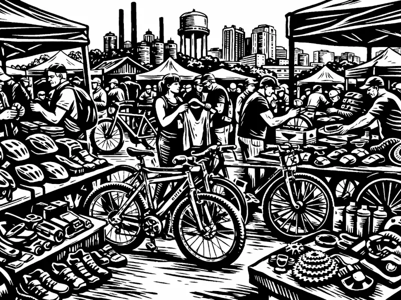 Sketch of a cycling swap meet in Alabama