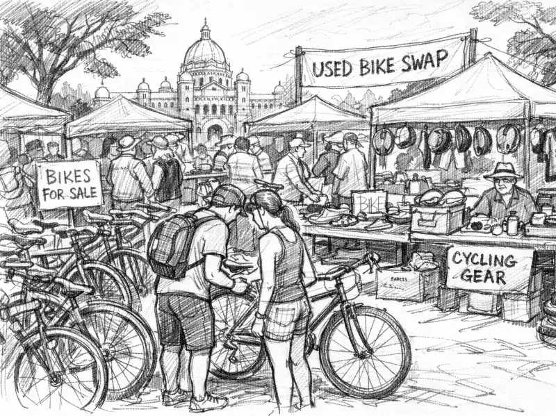 Sketch of a cycling gear swap in Victoria