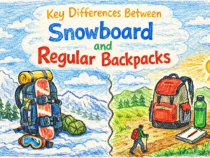 Illustration of regular backpack and snowboard backpack