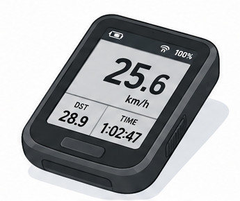 An illustration representation of a basic-style GPS bicycle computer